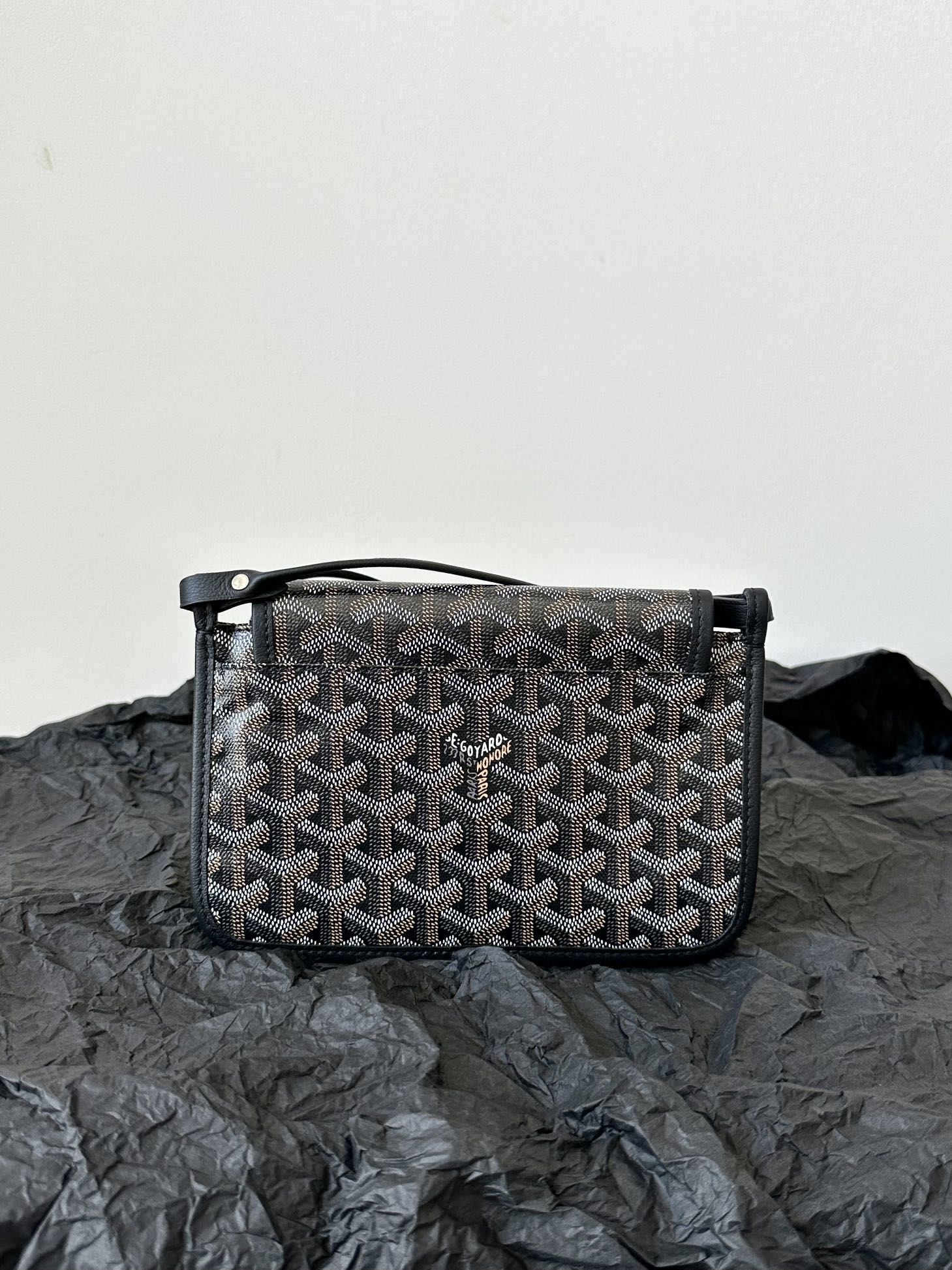 PLUMET POCKET WALLET 20 IN BLACK GOYARDINE CANVAS AND LAMBSKIN TRIM