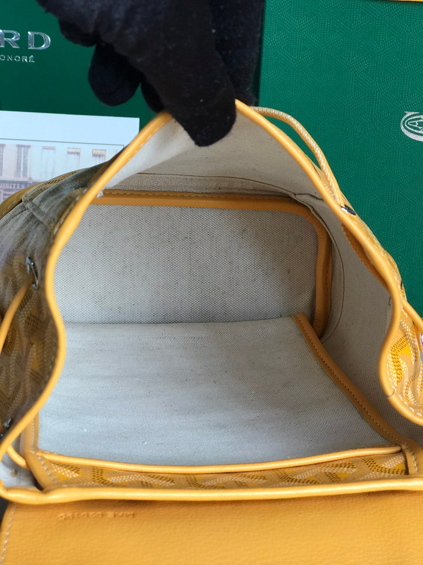 ALPIN MINI BACKPACK 21 IN YELLOW LAMBSKIN AND GOYARDINE CANVAS