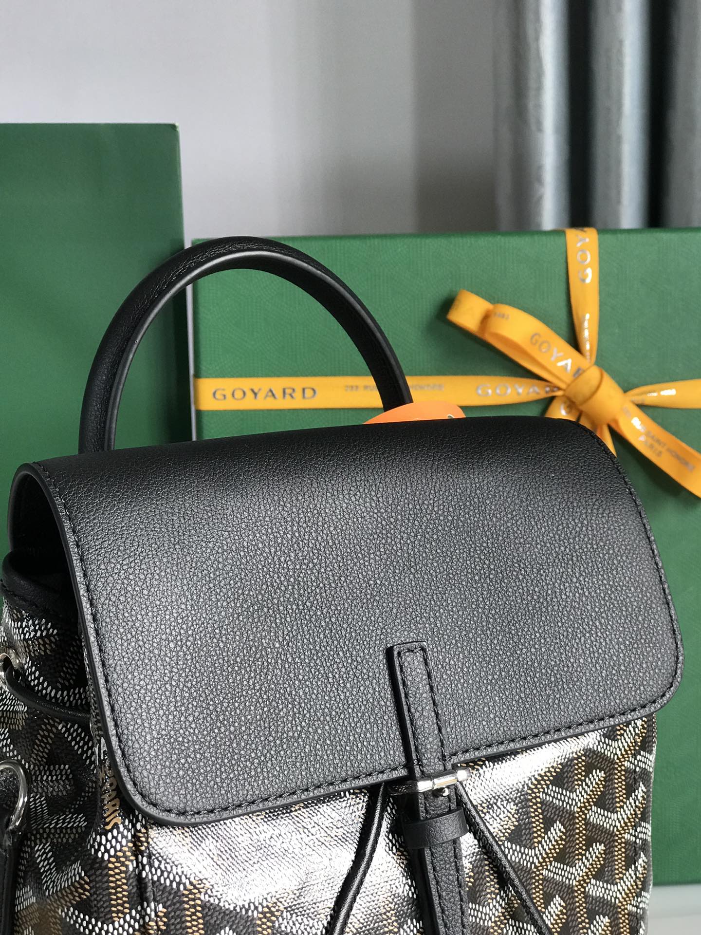 ALPIN MINI BACKPACK 21 IN BLACK LAMBSKIN AND GOYARDINE CANVAS