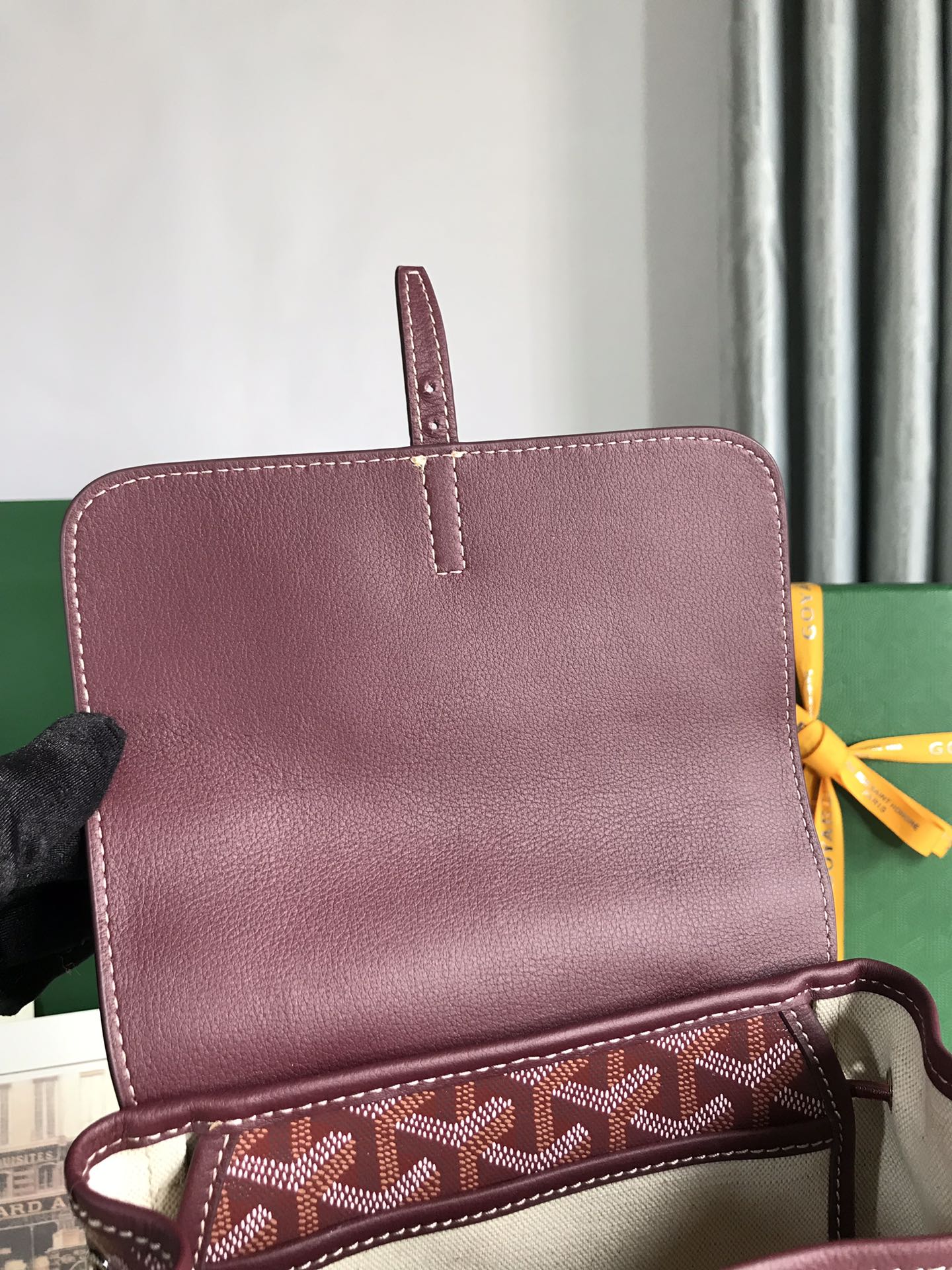 ALPIN MINI BACKPACK 21 IN WINE RED LAMBSKIN AND GOYARDINE CANVAS