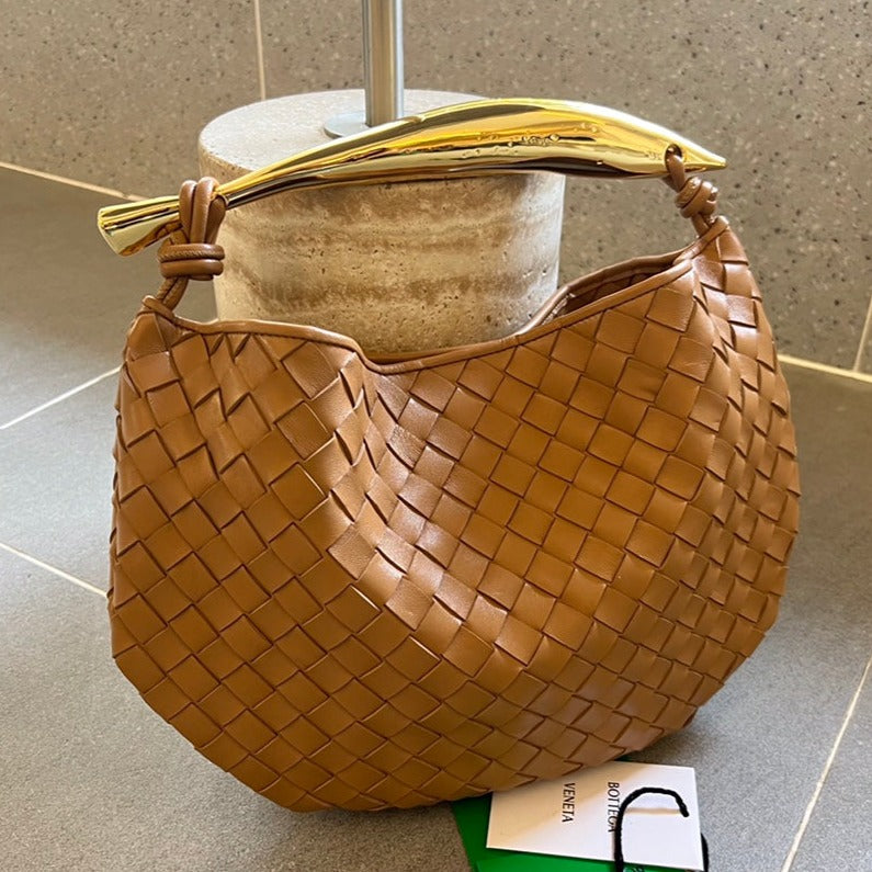 BOTTEGA VENETA SARDINE 33 WITH CHAIN IN TAWNY BROWN LAMBSKIN