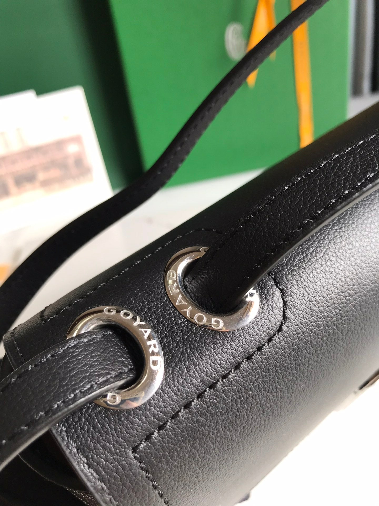 233 BAG 25 IN BLACK CALFKIN AND GOYARDINE CANVAS