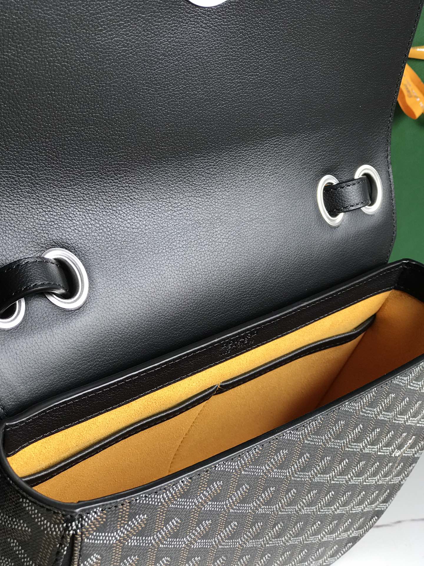 233 BAG 25 IN BLACK CALFKIN AND GOYARDINE CANVAS