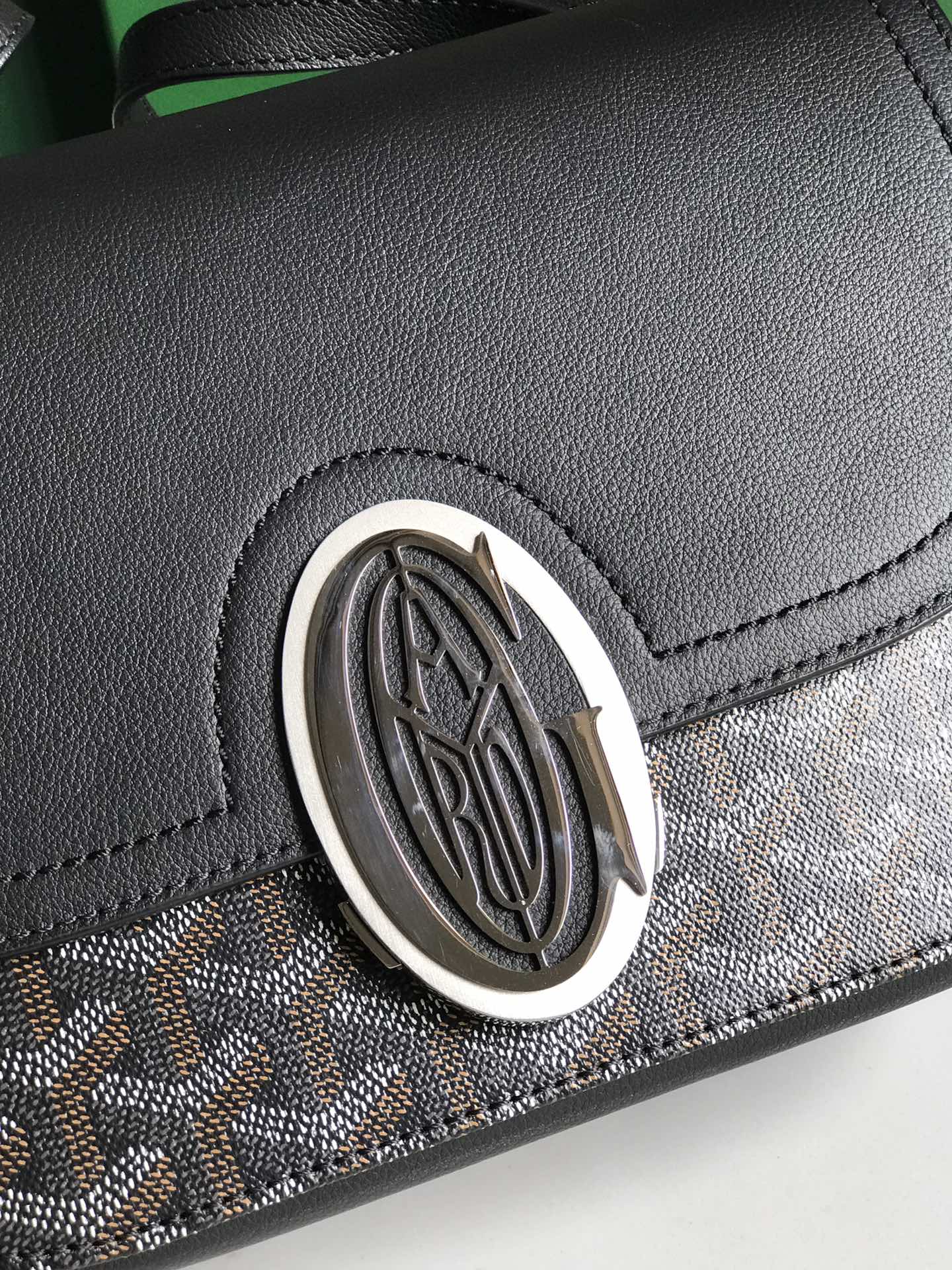 233 BAG 25 IN BLACK CALFKIN AND GOYARDINE CANVAS