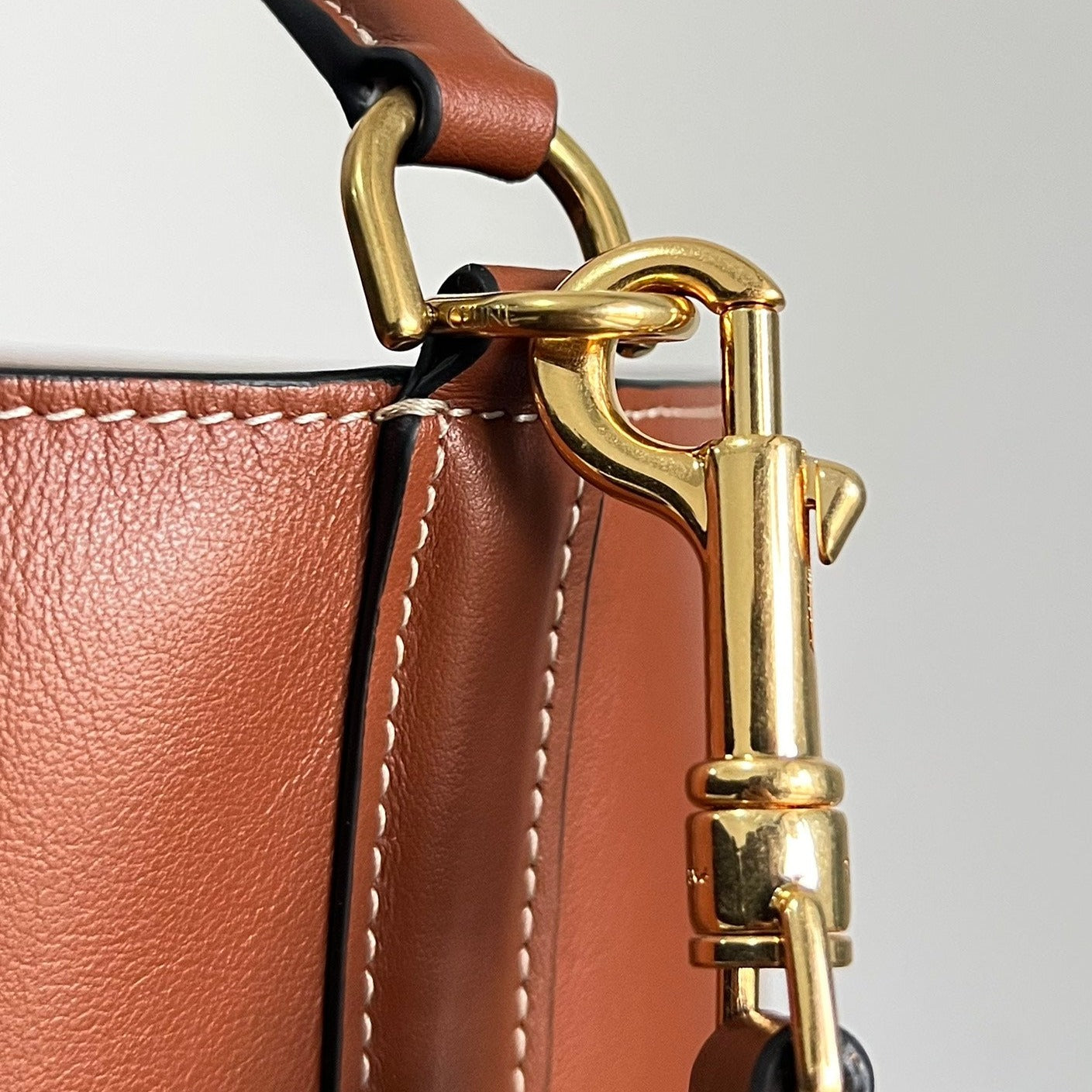 CELINE WOOL BUCKET BAG 24 RUST ORANGE ORIGINAL CALFSKIN