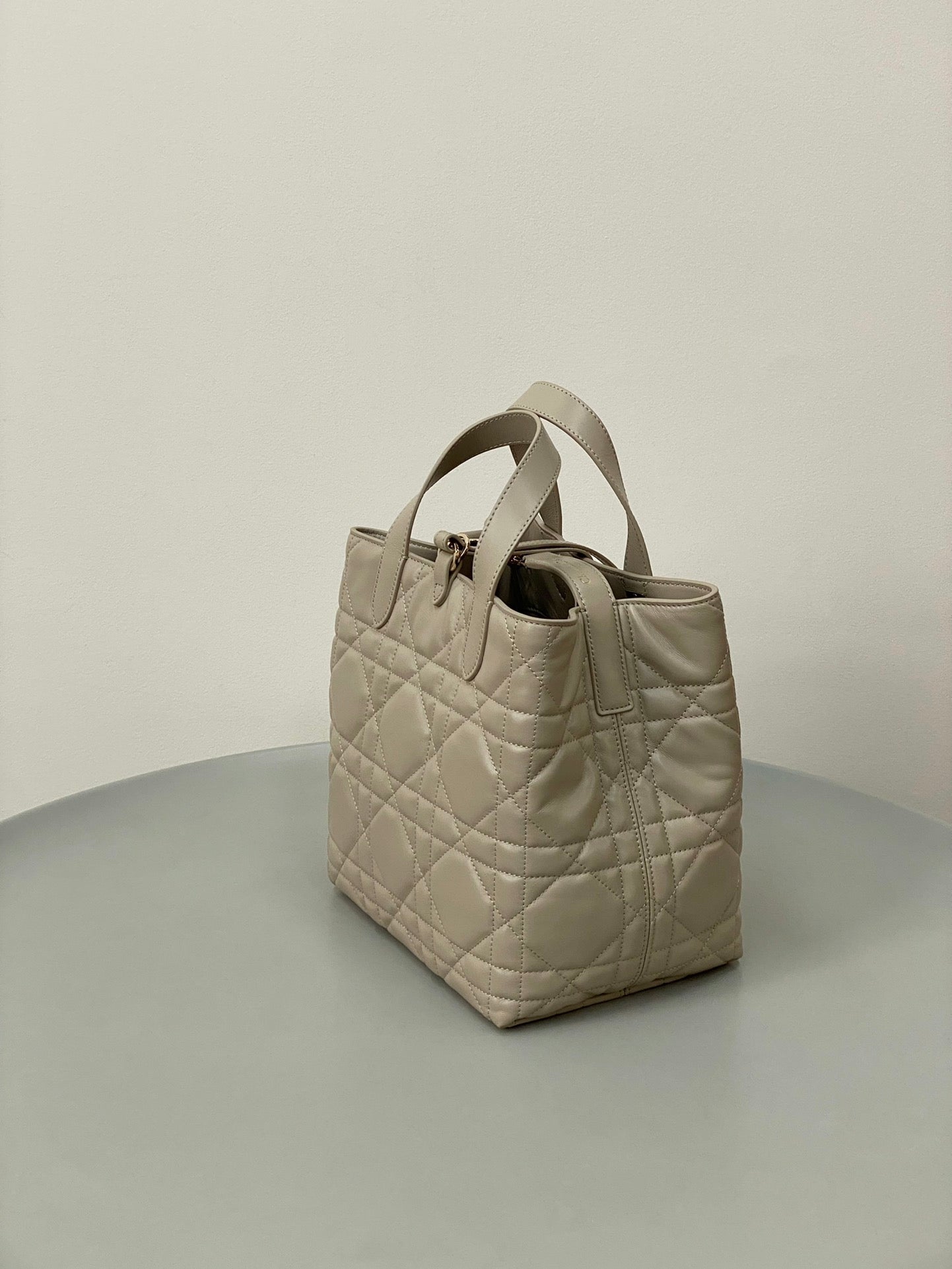 DIOR MEDIUM TOUJOURS BUCKET BAG 22 IN BEIGE CANNAGE CALFSKIN