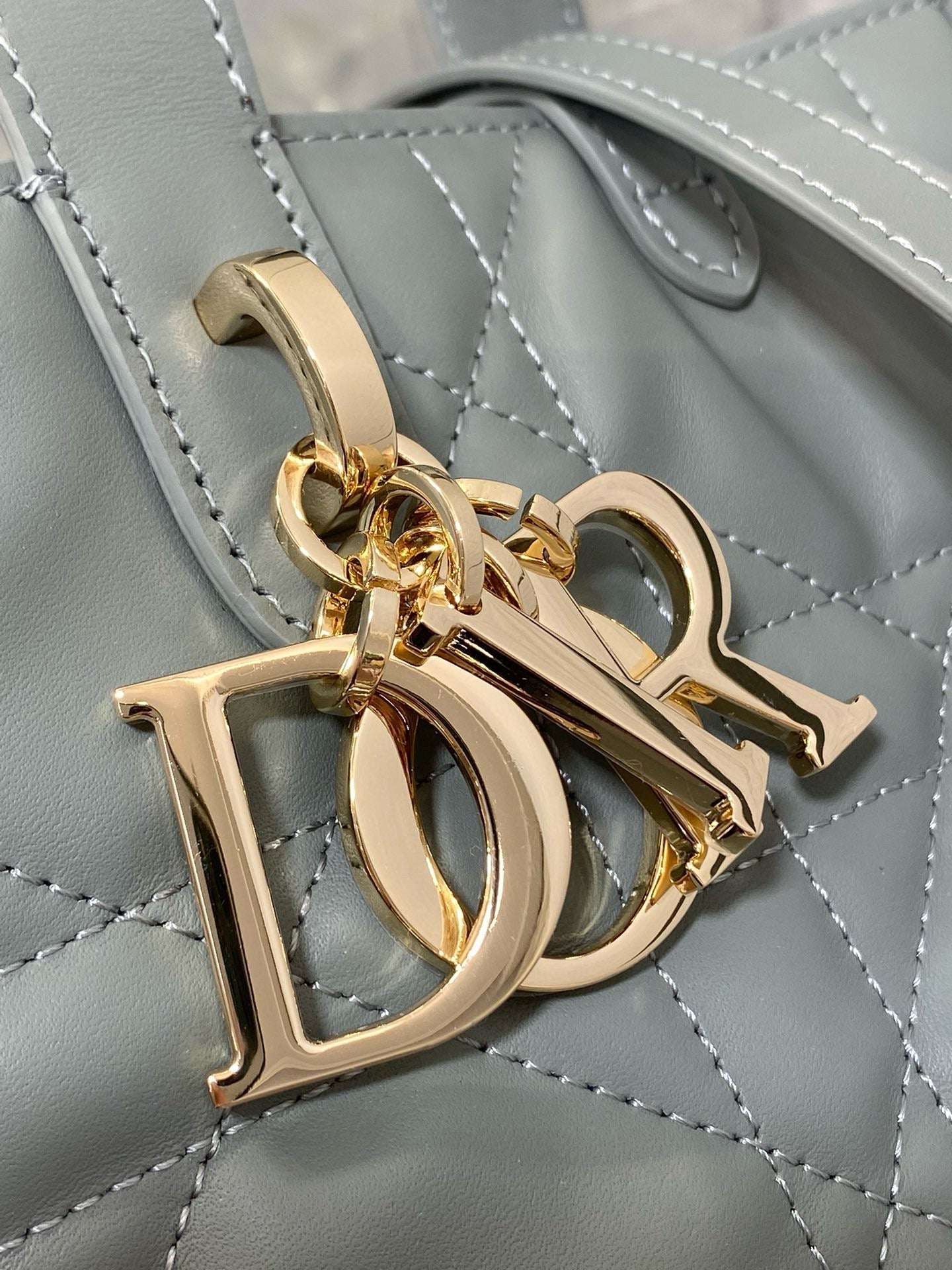 DIOR MINI TOUJOURS BUCKET BAG 18 IN GREY CANNAGE CALFSKIN