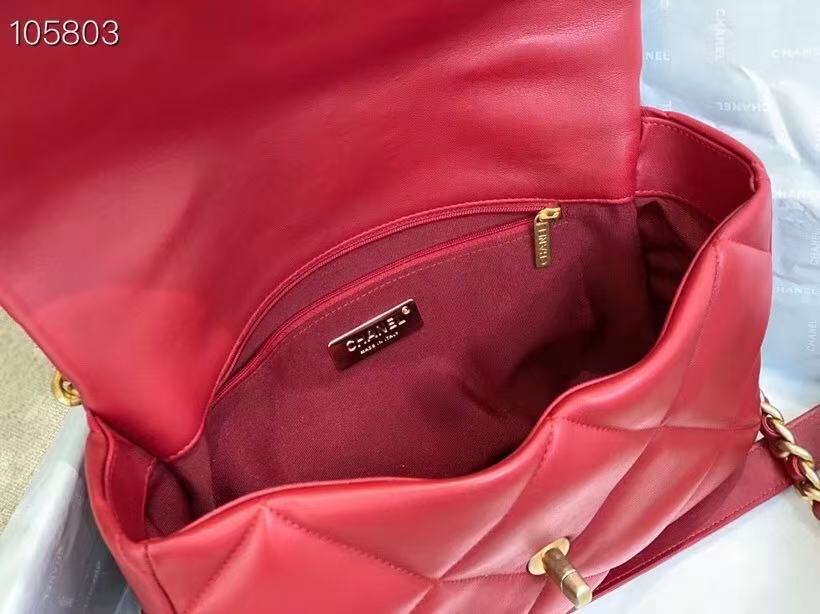 CHANEL 19 FLAP BAG 30 IN RED GOATSKIN