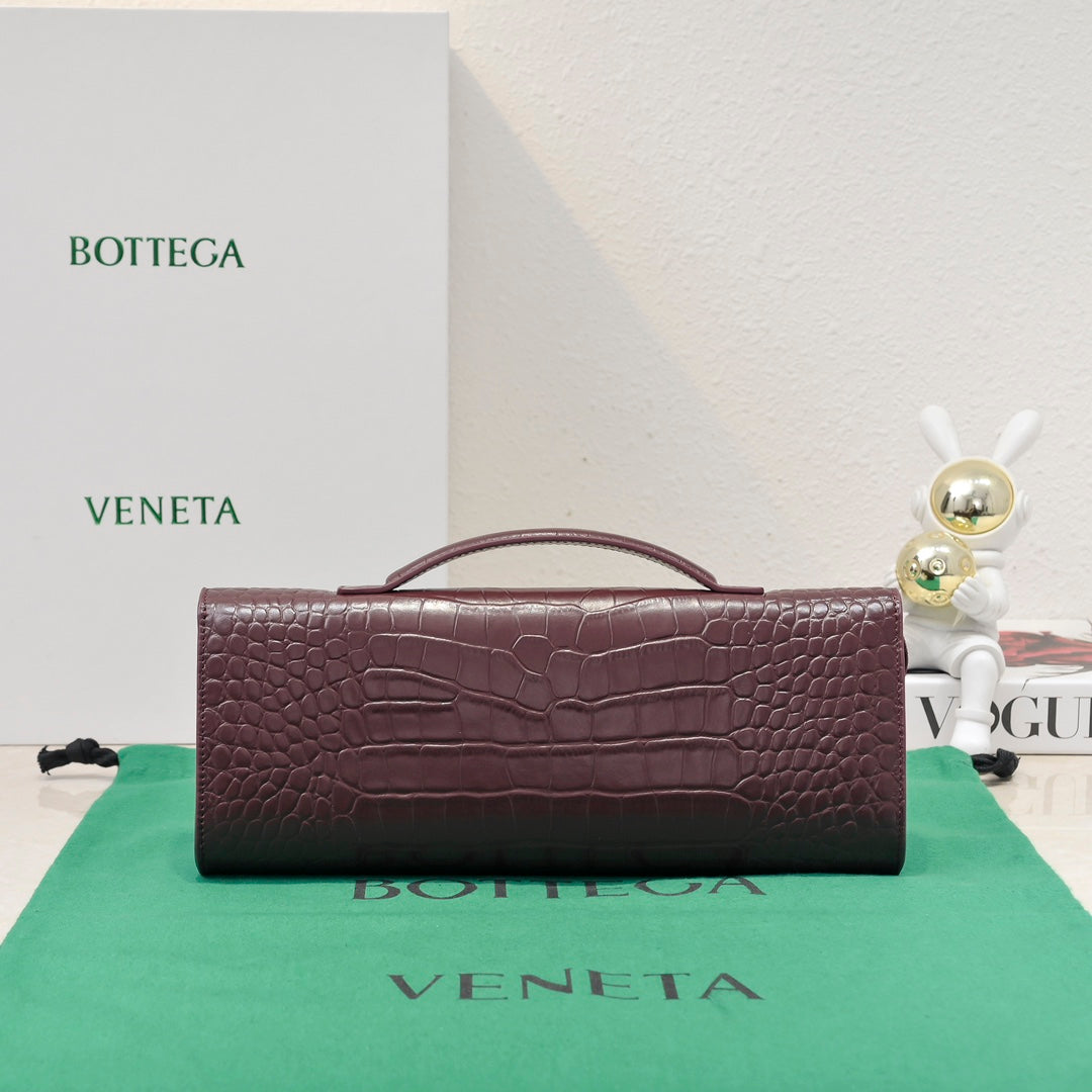 BOTTEGA VENETA Long Clutch Andiamo 31 Burgundy Crocodile Calfskin Ghw