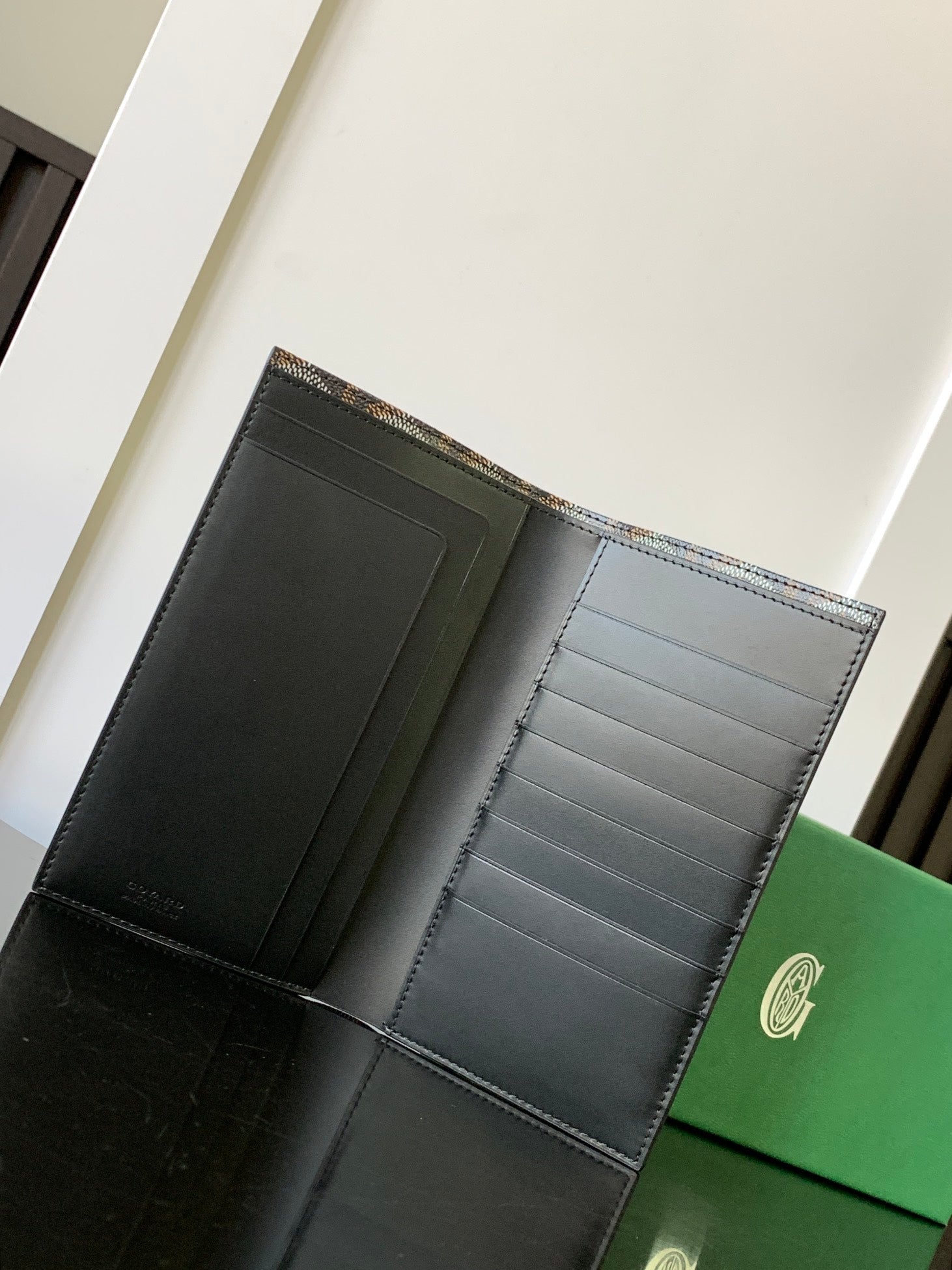 RICHELIEU CHECKBOOK WALLET 19 IN BROWN GOYARDINE CANVAS AND CALFSKIN