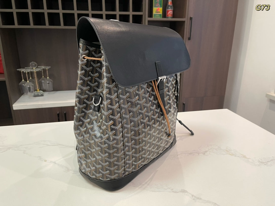 ALPIN BACKPACK 37 IN BLACK LAMBSKIN AND GOYARDINE CANVAS