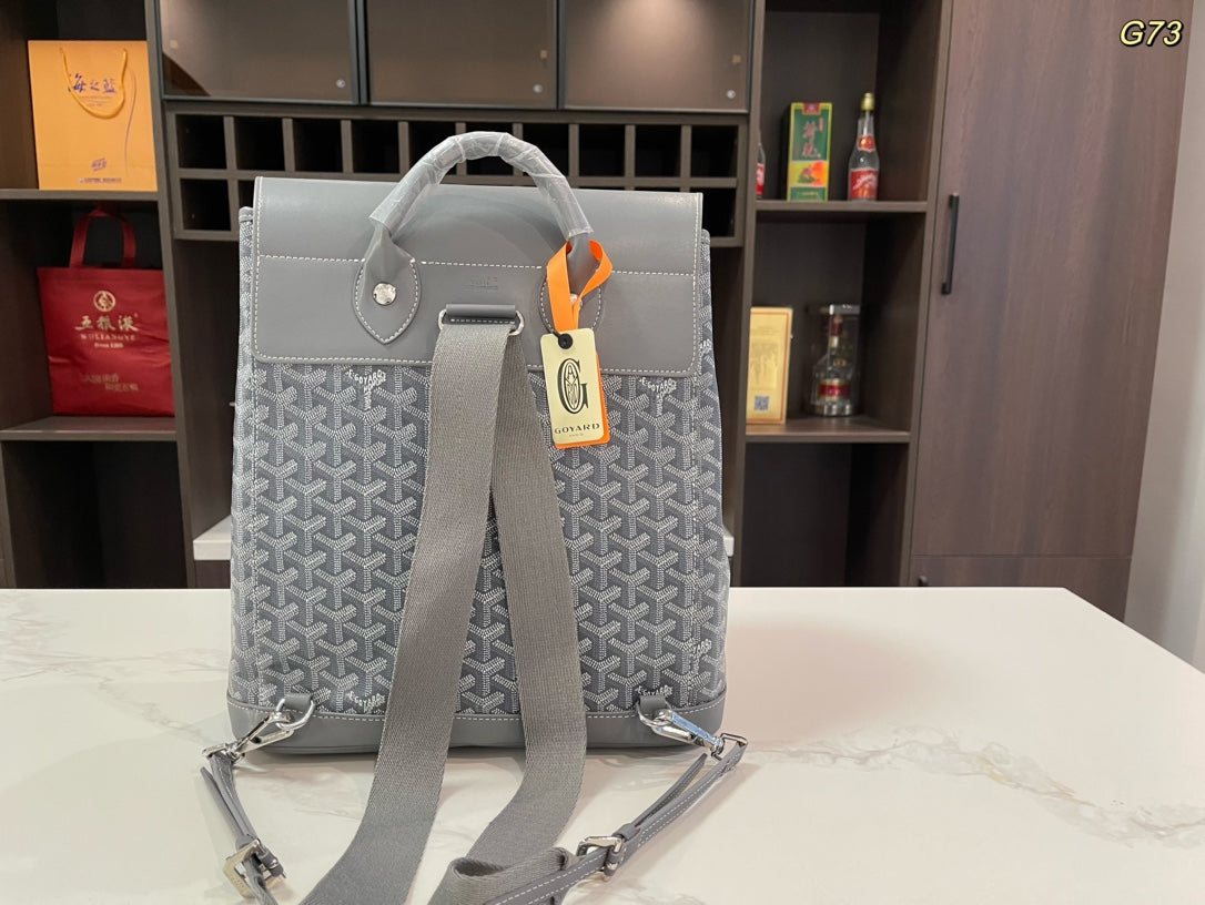 ALPIN BACKPACK 37 IN GREY LAMBSKIN AND GOYARDINE CANVAS