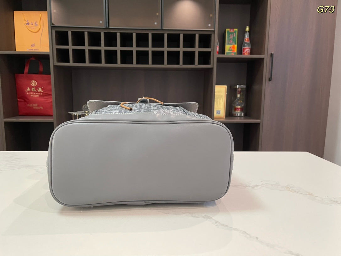 ALPIN BACKPACK 37 IN GREY LAMBSKIN AND GOYARDINE CANVAS