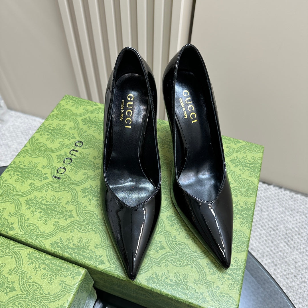 GUCCI 105 HIGH HEEL PUMP BLACK LAMBSKIN